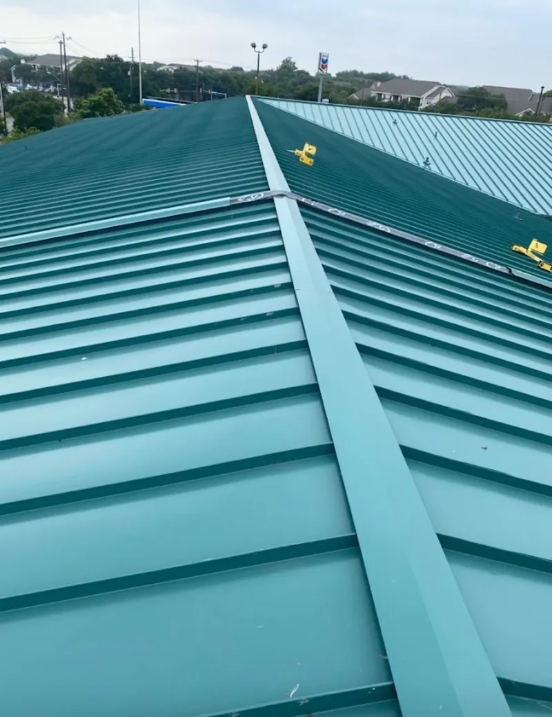 Green commercial metal roof ridge and valley for Metal Roof Repair in Tyrone